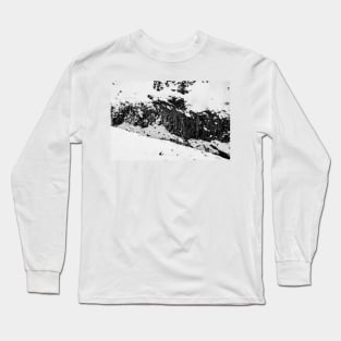 Texture of Basalt Columns and Snow in Iceland B&W Long Sleeve T-Shirt